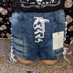 Denim Lace-Up Women's Shorts